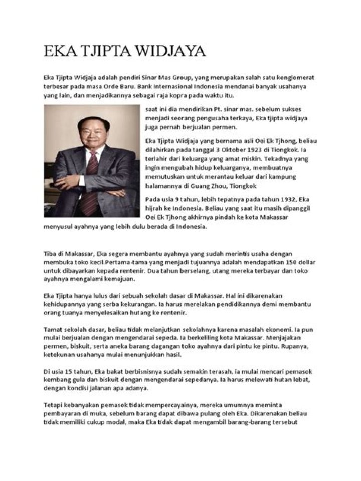 Eka Tjipta Widjaja’s Net Worth, Biography, Career, Awards, Fact and Life Story